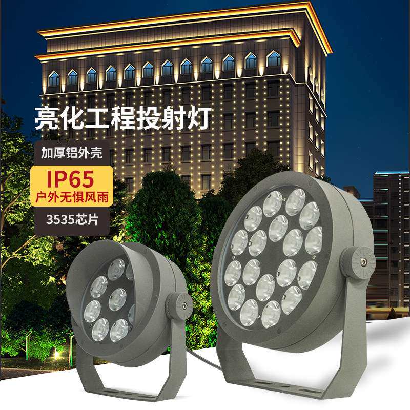 LED投光灯户外投射灯广场夜景园林亮化工程照树灯圆形聚光灯泛光