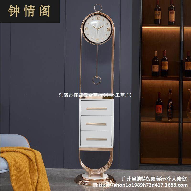 现代轻奢金属落地钟客厅家用时尚个性大座钟创意简约网红立式摆钟
