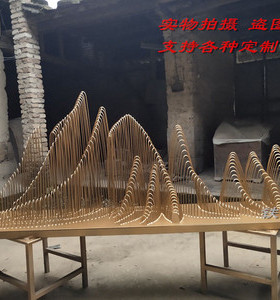 不锈钢金属雕塑定制大型假山摆件C酒店会所铁艺落地户外中式艺术