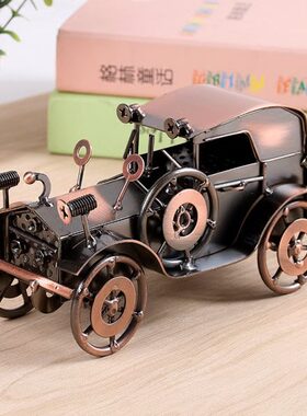 金属铁艺老爷车模型家居室内装饰品家装书柜摆件服装店吧台摆设