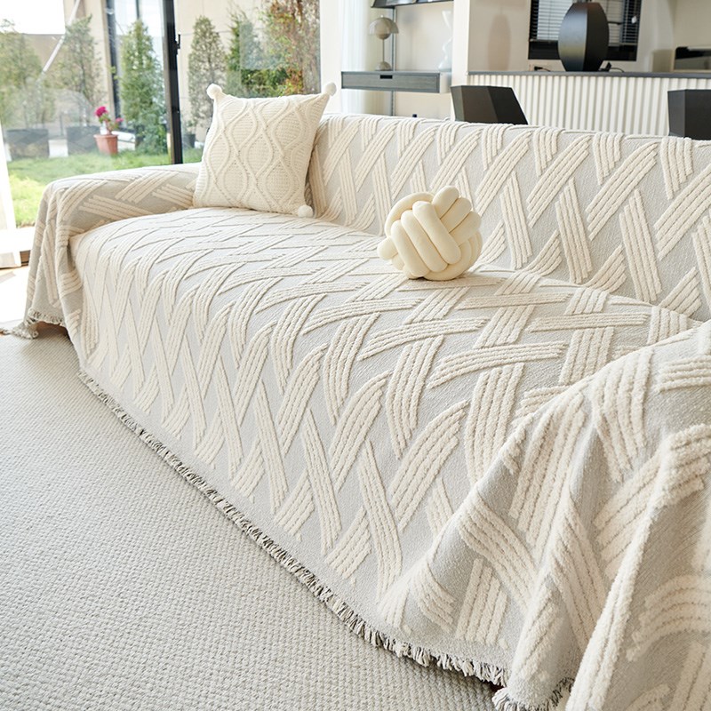 2025a新款奶油风沙发巾四季通用沙发坐垫一整张全包沙发盖布防猫