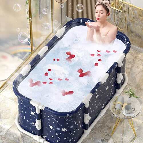 泡澡桶大人折叠家用洗澡桶成人泡浴桶全身沐浴桶浴缸星空蓝便携