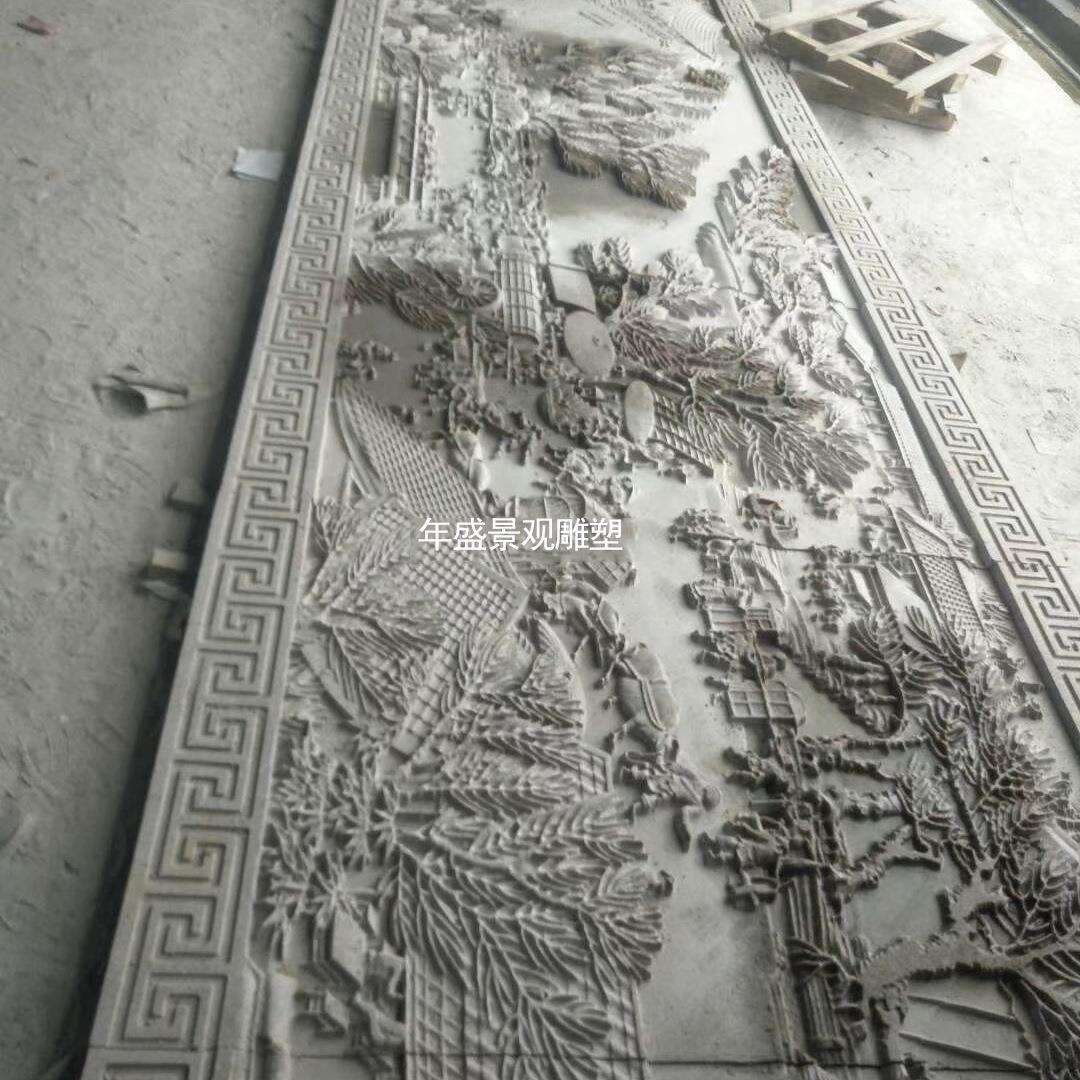 大理石浮雕清明上河图壁画 别墅围墙雕刻 仿古建筑石材立体背景画