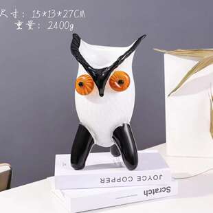 纯手工古法琉璃摆件猫头鹰玻璃花瓶客厅餐桌家居插花工艺品摆件