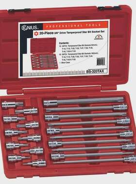 Genius天赋工具3/8″10mm系列20件套星形中空旋具套筒组BS-320TAX