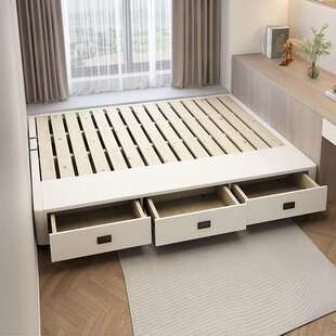 无床头储物排骨架床带抽屉榻榻米床架落地1.5/1.8床任意尺寸