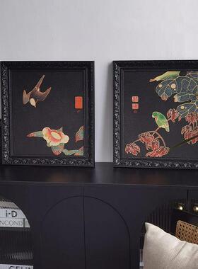 清安喜乐·燕子法式复古中国风客厅装饰画新中式玄关高级挂画A336