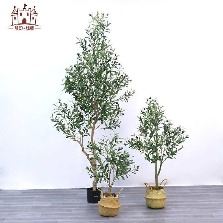 精选新款造型仿真橄榄小树 北欧风家居落地植物盆栽 摆件高仿真