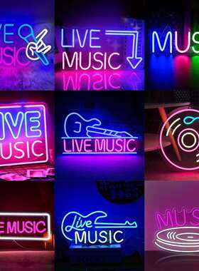 跨境热卖live music音乐派对酒吧氛围霓虹灯发光字外贸LED霓虹灯