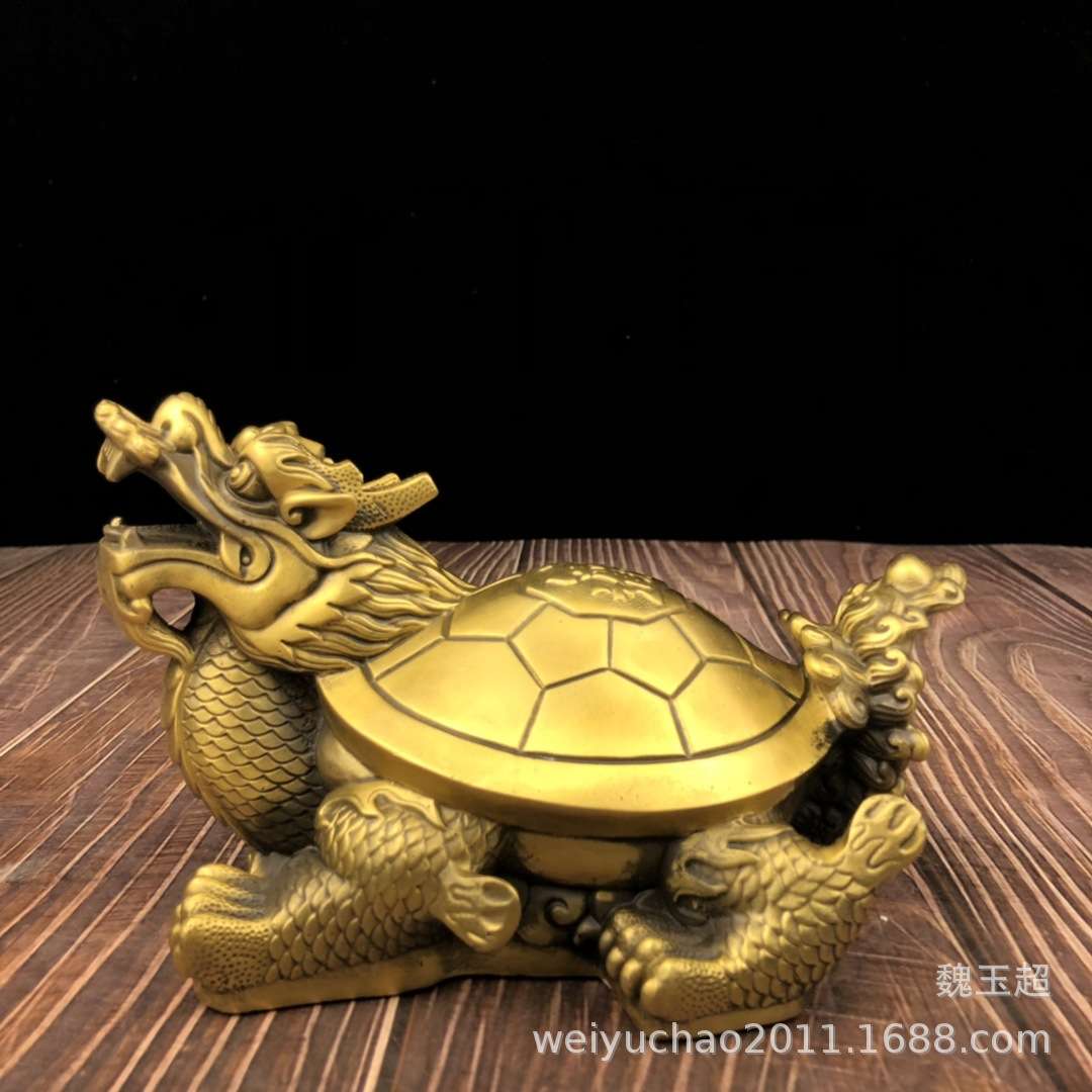 纯铜龟摆件家居龙龟金龟大号聚宝盆龙龟铜金钱龟龙头龟办公室摆件