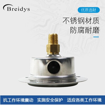 压力表Y40ZT轴向带边耐震不锈钢压力表气动水压液压0-1.6mpaPT1/8