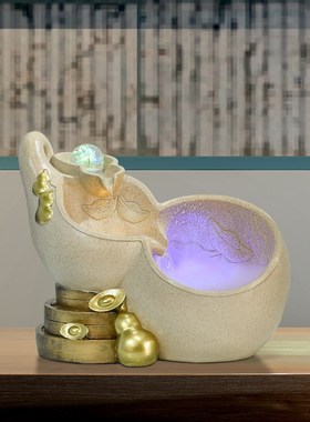 招财葫芦流水摆件循环水景喷泉客厅办公室风水轮装饰品乔迁开业礼