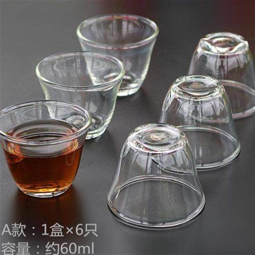 六只装高硼硅玻璃品茗杯功夫茶具小茶碗透明耐热泡花茶杯子玻璃杯,餐饮具,茶杯,淘宝优惠券,粉丝福利购,淘宝优惠卷