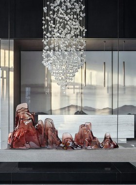 创意透明假山树脂雕塑摆件酒店会所售楼处玄关大厅艺术装饰工艺品