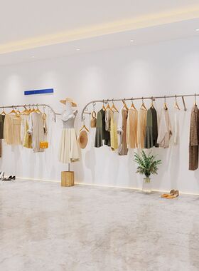 服装店展示架陈列道具童装展示架女装店货架上墙不锈钢挂衣架创意