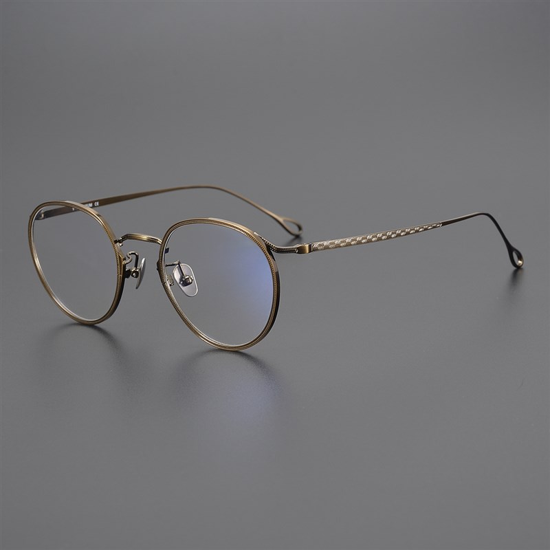 斯文典范!超轻7克纯钛圆形眼镜框男复古近视配防蓝光变色镜架女