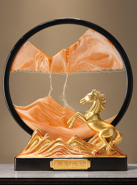 新中式马到成功创意流沙画摆件客厅酒柜办公室书桌装饰品生日礼物