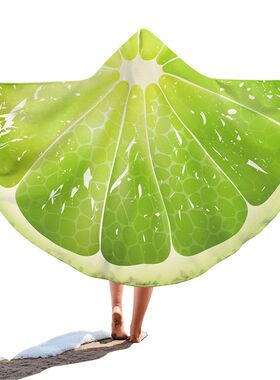 戴帽按扣圆浴巾水果印花速干浴袍户外潜水斗篷 沙滩外套游泳浴巾1