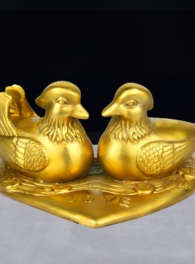 铜鸳鸯摆件一对 结婚卧室礼品