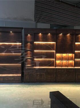 实木复古化妆品珠宝项链手镯首饰展示柜包包鞋子陈列货架展示架