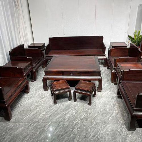 红木家具大红酸枝明式沙发十二件套全实木交趾黄檀新中式客厅沙发