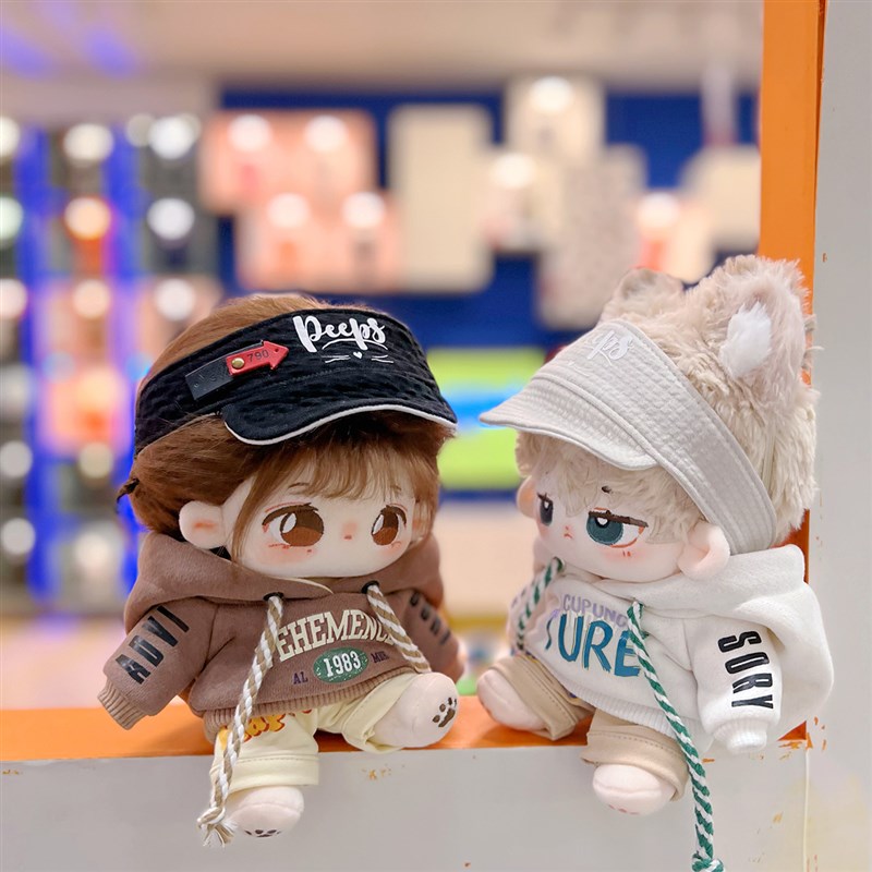 娃衣20cm 15cm白影驼铃套装空顶帽加绒卫衣短裤棉花娃娃衣服现货