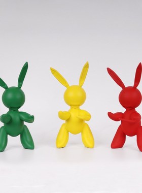 树脂创意现代纯色兔摆件样板间儿童房售楼处艺术卡通兔雕塑装饰品