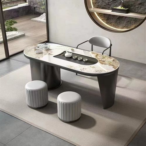 新款轻奢桌椅组合办公家用茶台烧水壶一体现代简约泡茶桌