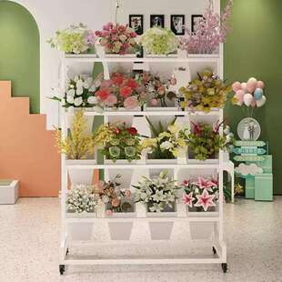 花店铁艺鲜花架摆摊醒花冷柜架子花桶展示架鲜花收纳简易网红花架