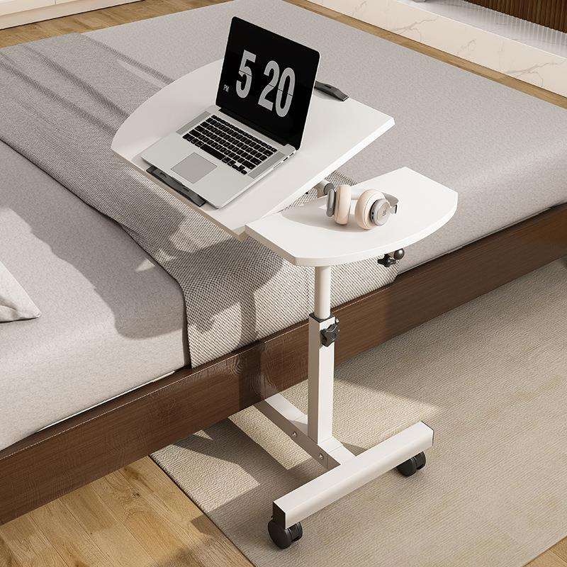 跨境爆款可移动床边桌简约升降可折叠白色带轮子边桌沙边电脑桌