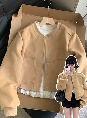 正肩夹克外套女短款棒球服开春季毛呢2026新款小香风早春韩系穿搭