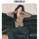 绑带打底上衣 别致长袖 Forever21卡其色气质小V领针织小开衫 女修身