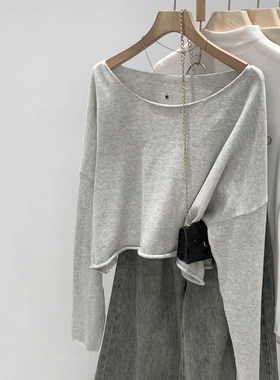 宽松慵懒风内搭短款长袖打底衫T恤女秋冬2026新款小个子好看上衣