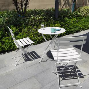 北欧风铁艺户外阳台桌椅折叠三件套室外庭院休闲区桌椅洽谈桌椅