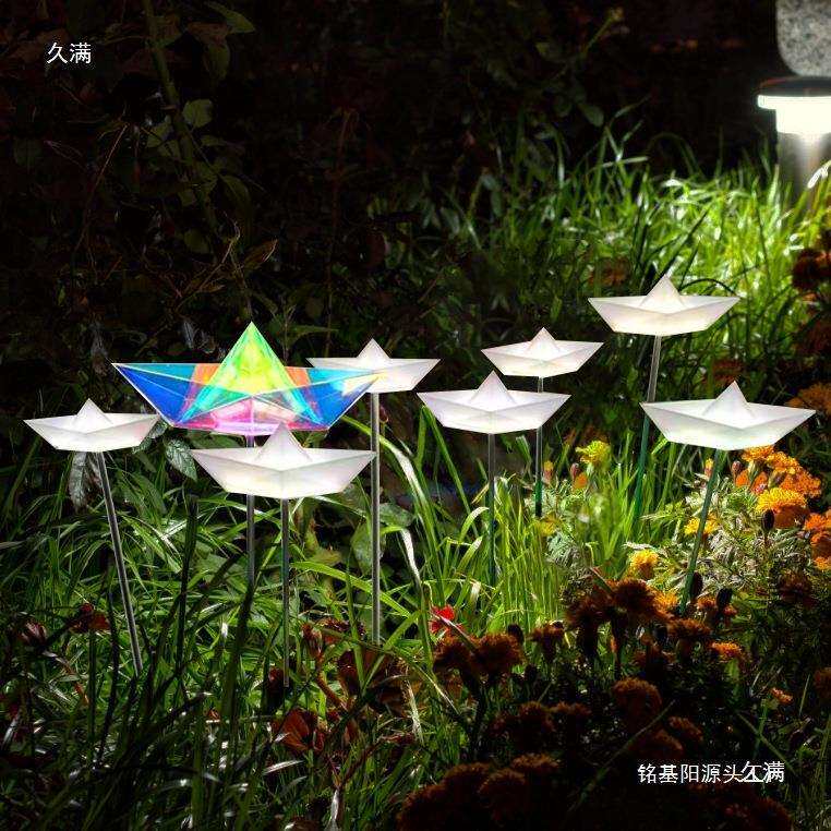 led亚克力发光船造型景观灯户外水上漂浮小船灯船形装饰地插灯