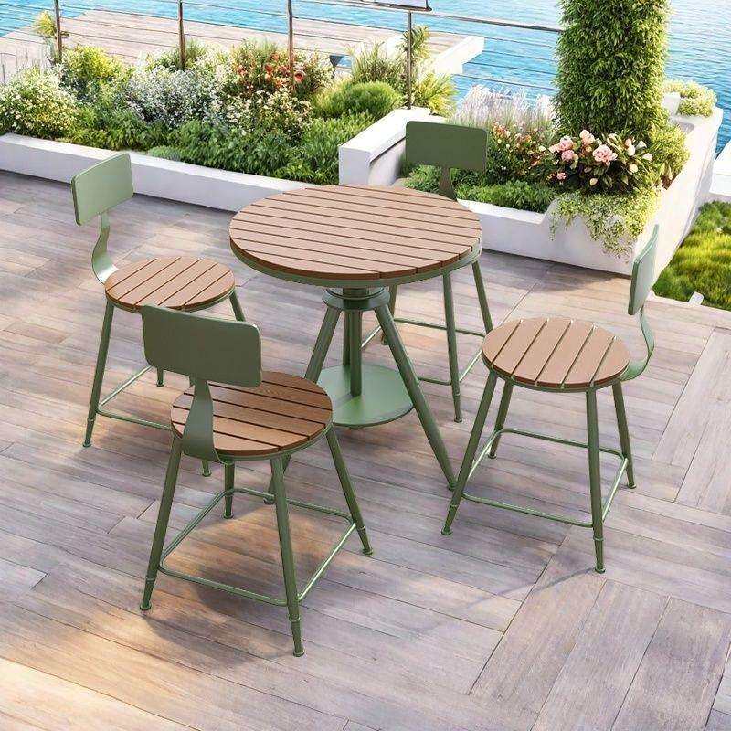 室外奶茶店咖啡店休闲餐桌椅户外别墅花园露天阳台可升降铁艺桌椅