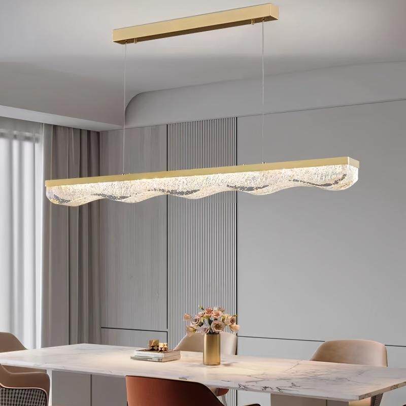 现代简约餐厅吊灯极简创意长条形餐桌灯树脂前台吧台一字LED灯具