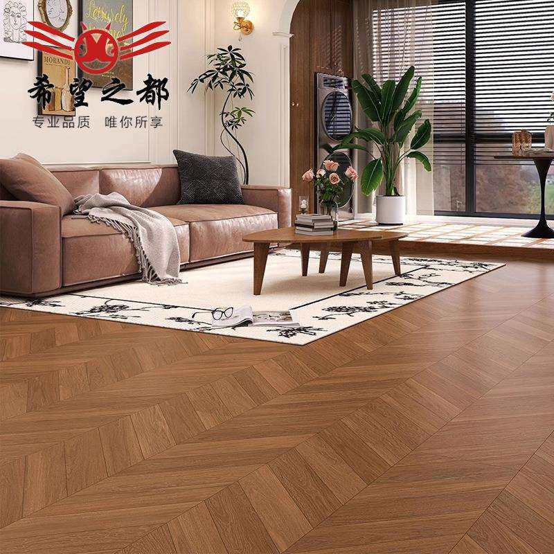 法式柔光天鹅绒鱼骨纹木纹瓷砖750x1500mm卧室客厅仿实木地板砖