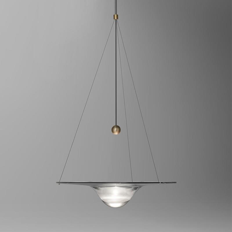 后现代北欧轻奢设计师餐厅个性飞碟玻璃水滴螺纹形极简吊灯艺术展