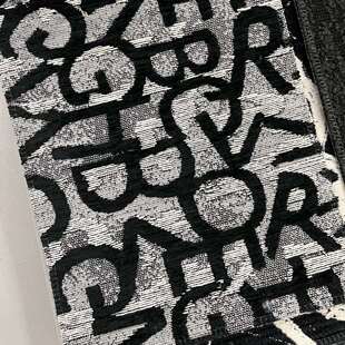 黑白字母美式沙发布料加厚提花布