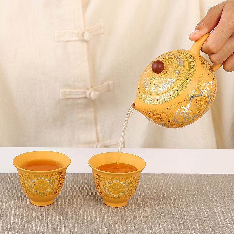 段泥掐丝回纹创意大容量断水凤鸣紫砂茶壶高颜值茶具泡茶专用茶器