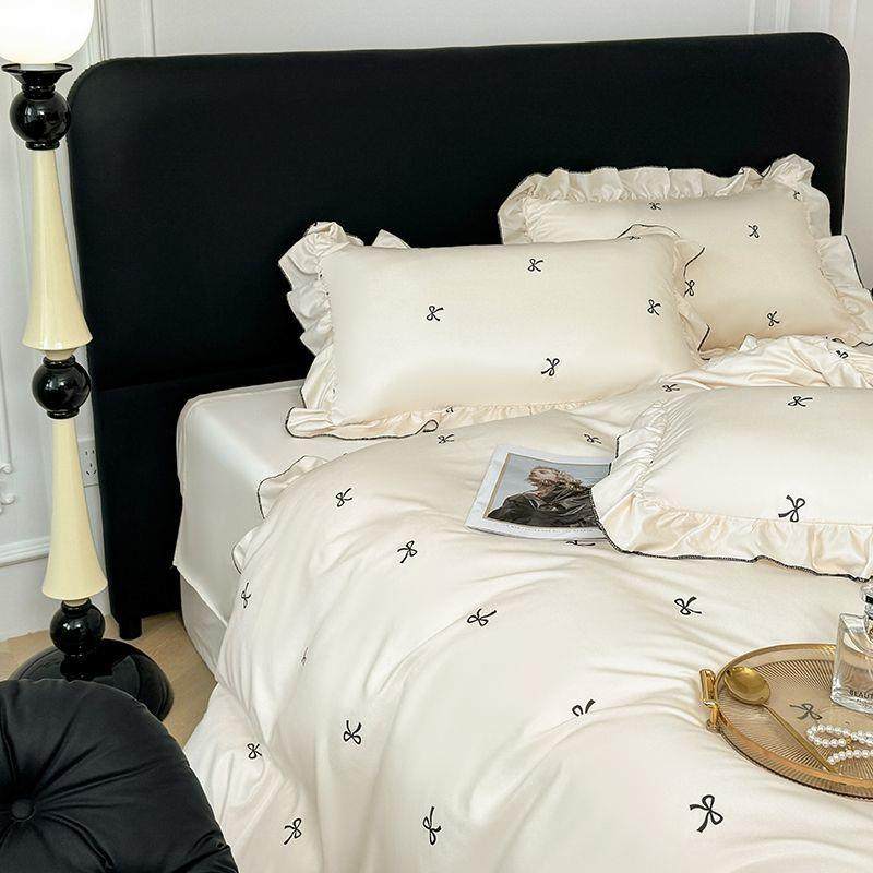 夏季水洗公主裸睡四件套冰丝花边被套床笠夏天宿舍床单三件套床上,电子元器件市场,其它元器件,淘宝优惠券,粉丝福利购,淘宝优惠卷