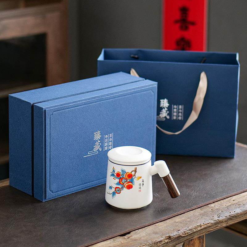 美甚茶水分离茶杯陶瓷泡茶杯办公室带盖过滤喝茶单个人专用马克杯