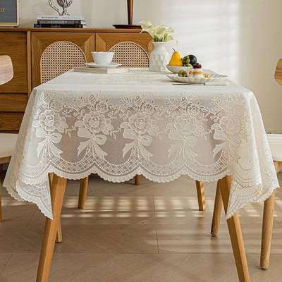 氛围感桌布防水防油免洗方桌布正方形pvc蕾丝餐桌台布方桌布塑料