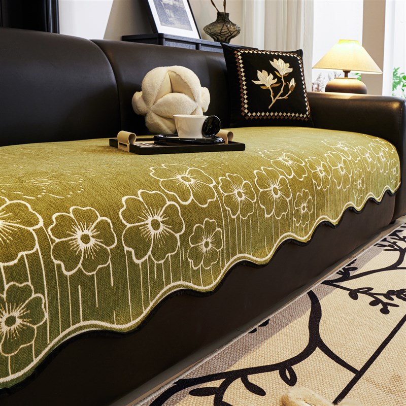 轻奢高级感皮f沙发垫四季通用固定防滑2025新款直排一片式坐垫盖