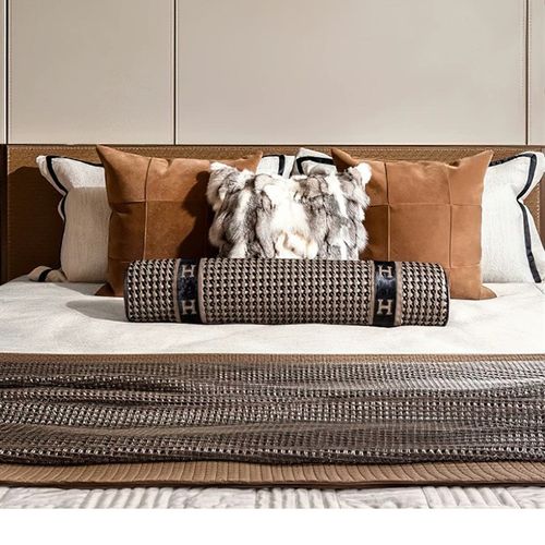 欧式中古风轻奢极简样板间床上v用品样品屋展示中心展厅软装配套