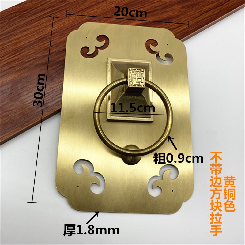 仿古纯铜方形拉手黄铜圆环拉环木门把手老式大门R别墅门拉手铜拉