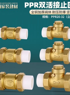 全铜PPRc止回阀卧立式双活接单向阀逆止4分6分20 25自来水管表热