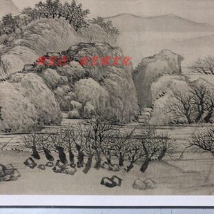 仿古行清 王翚 溪图 临摹高清山国画山水旅微喷复制卷学习长品