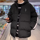 尤文图斯加厚冬季 迷连帽棉衣棉服球宽松外套男队运动休闲女装